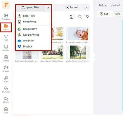 Go to FlexClip's Editor Page and Upload Your Photos