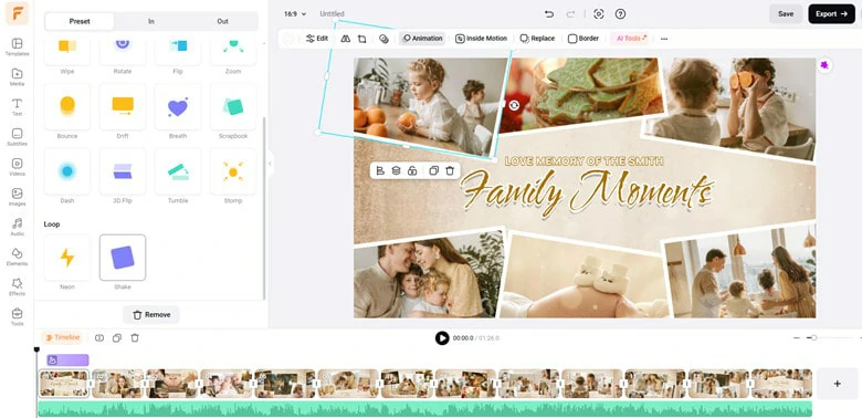Shake Image with FlexClip's Animation Effect