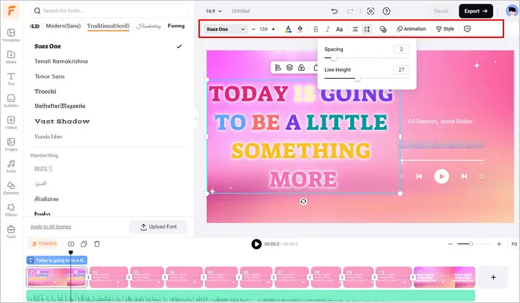 Make Glowing Lyrics Using FlexClip's Text Editor - Edits