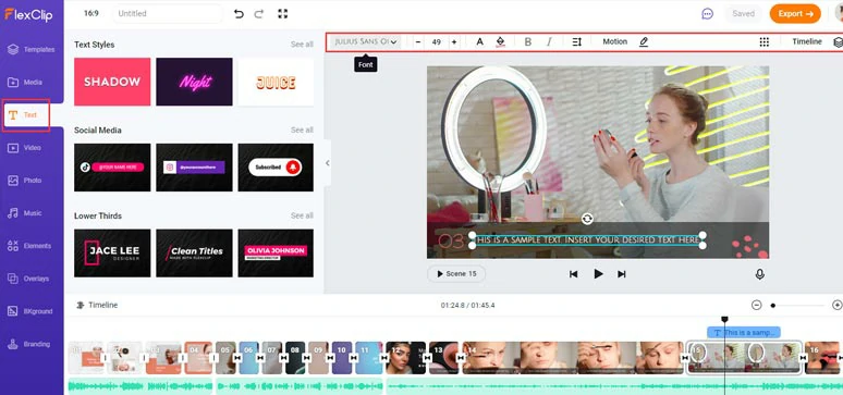 Customize the text animations for the makeup videos