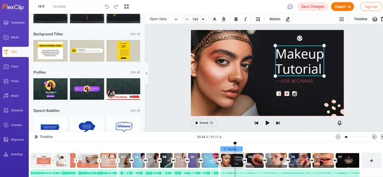 Create makeup tutorial videos for beginners by FlexClip online