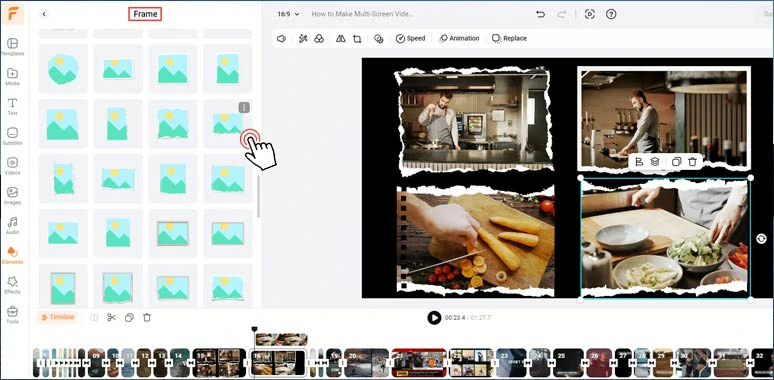 Add creative frames to stylize multi-screen videos