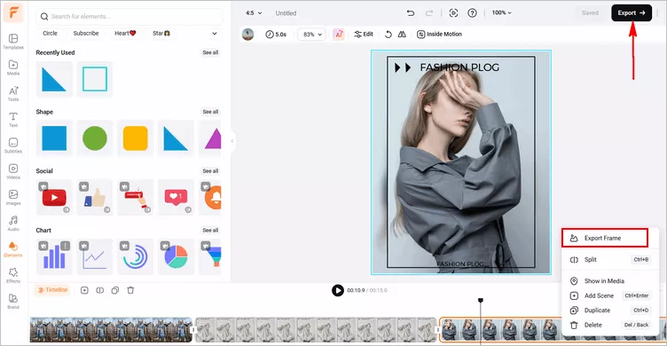 Make a Photo Fit on Instagram without Cropping Using FlexClip - Save Image