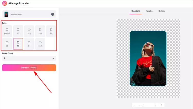 Make a Photo Fit on Instagram Without Cropping Using AI Expand - Select Ratio