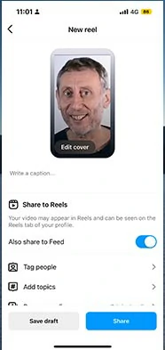 Add captions, etc., and share the Reel made from Story highlights