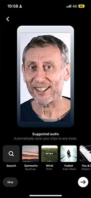 Add suggested audio or search for a song for your Reels