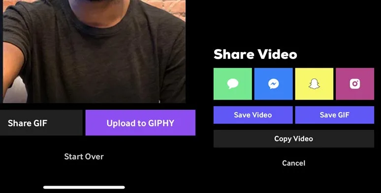 Save selfie GIF on phone or share it to GIPHY