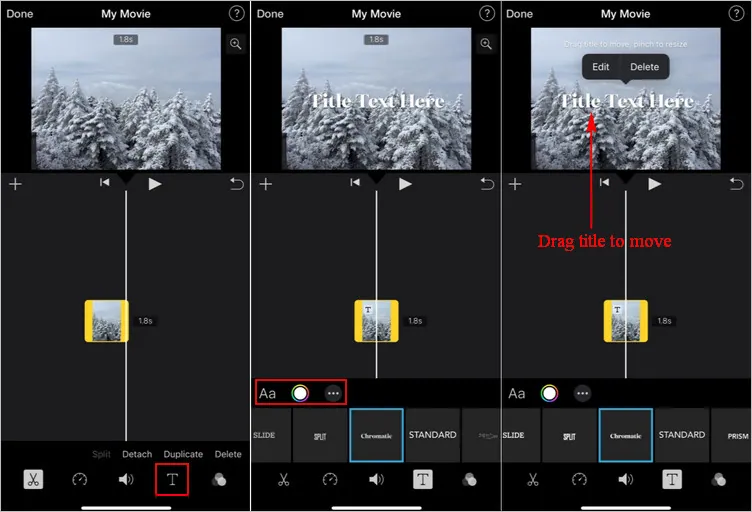 Move Text in iMovie on iPhone