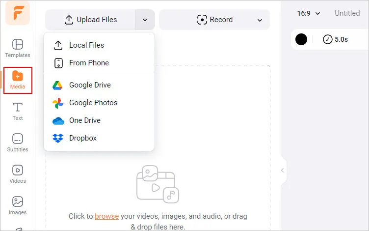 Upload Your Videos and Photos to FlexClip