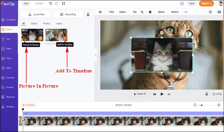 Overlay Videos Online with iMovie Alternative - Add to Timeline
