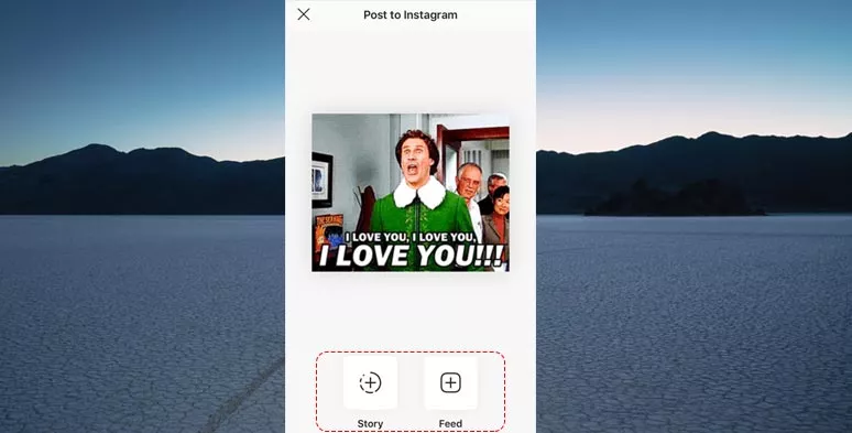 Choose to post a GIF on Instagram Story or Instagram News Feed