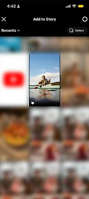 Select a photo or video to post on Instagram Story