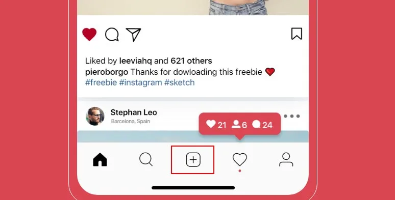 Tap the “plus” button on Instagram’s home page