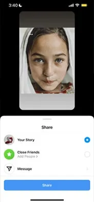 Share an Instagram story with music 