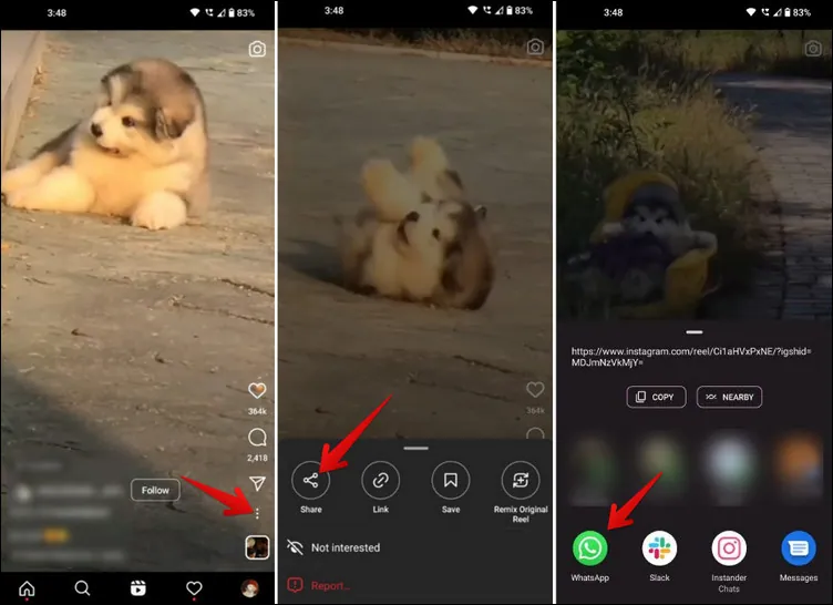  Share Instagram Reels to WhatsApp Status with a Link