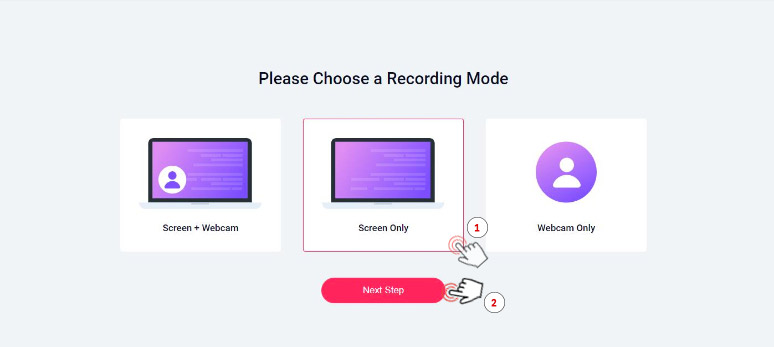 Choose ‘Screen Only’ mode for a webinar recording