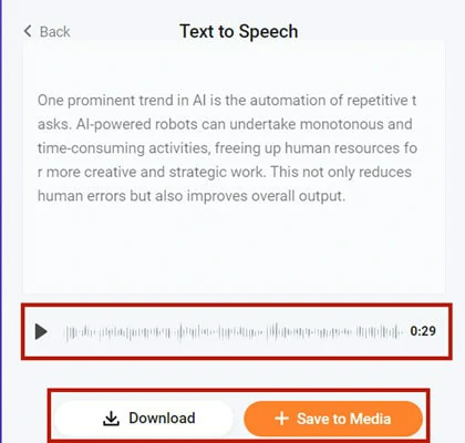 Launch the Text to Speech Process
