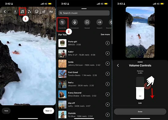 Remove sound from iPhone video using Instagram