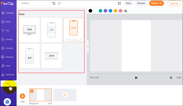 Remove TikTok Watermark with FlexClip - Choose Ratio