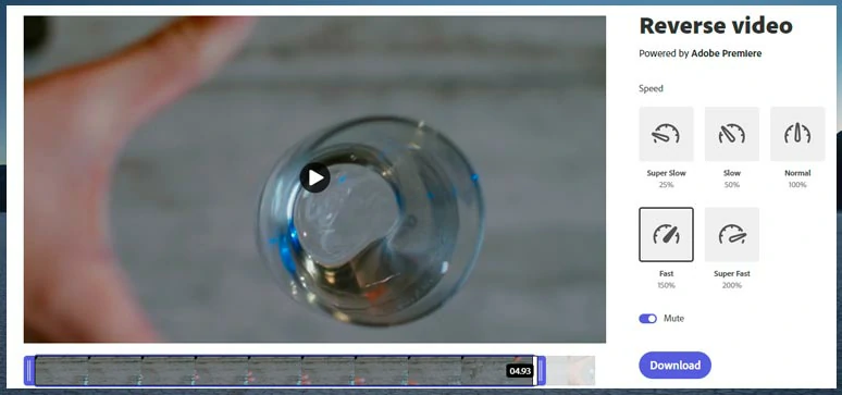 How to reverse a video by Adobe online video reverser