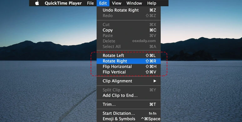 Rotate or flip a video by QuickTime player on Mac