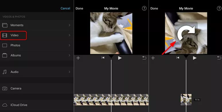 Rotate a video in iMovie on iPhone