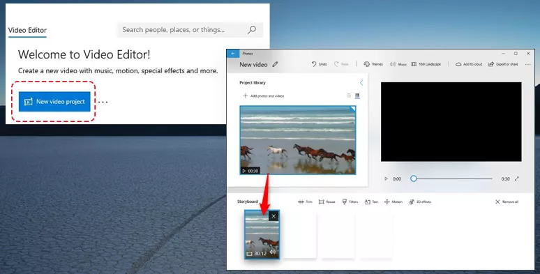 Upload the video to the storyboard