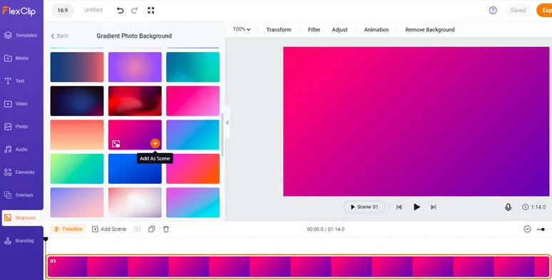 Add a gradient photo background for the video