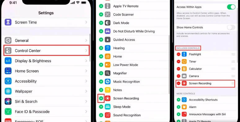 How to add screen recording on iPhone 13 or other models