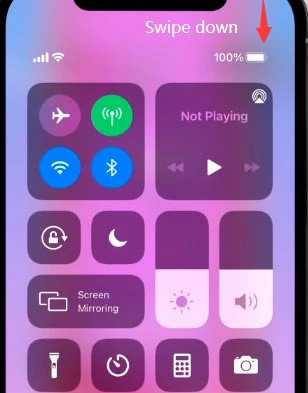 Swipe down to open Control Center on iPhone 13