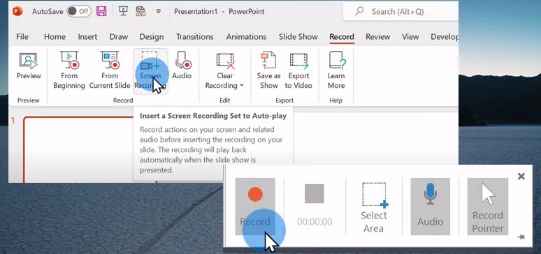 Screen record on Windows 11 by PowerPoint