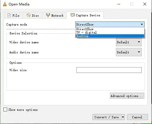 Capture Dell Screen with VLC Media Player