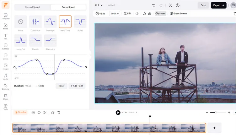 Reduce the Duration of Video without Cutting Using Speed Curve Feature