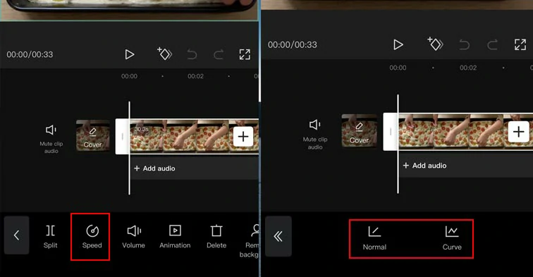 CapCut offers 2 options to speed up a video