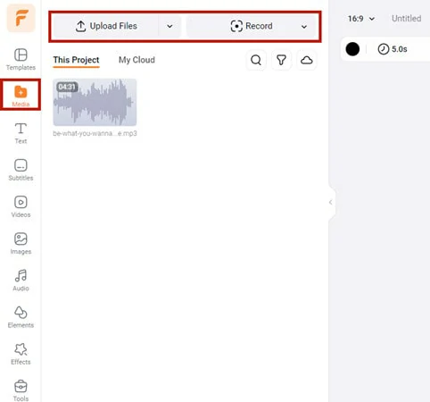 Import the Audio File You Want to Speed up to FlexClip