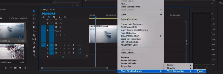 Use Time Remapping feature to speed up a video in Premiere Pro