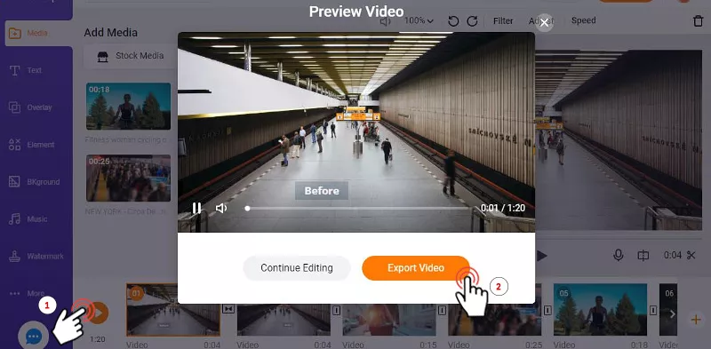 Preview and export the edited video by FlexClip
