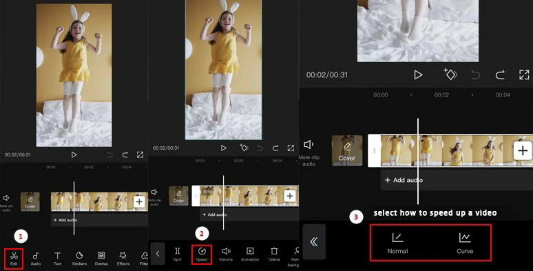 Select how to speed up a TikTok video on CapCut