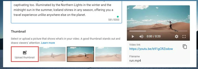 Create and upload a custom thumbnail for a YouTube video
