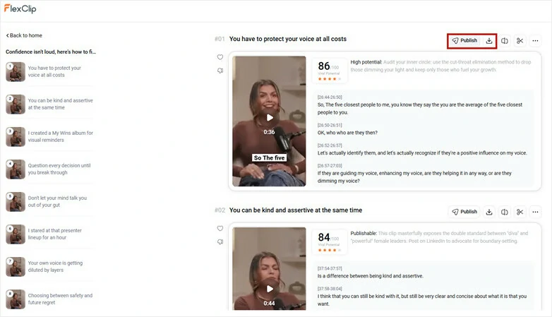 Publish Shorts-ready Directly or Download Vertical Video to Local Folder