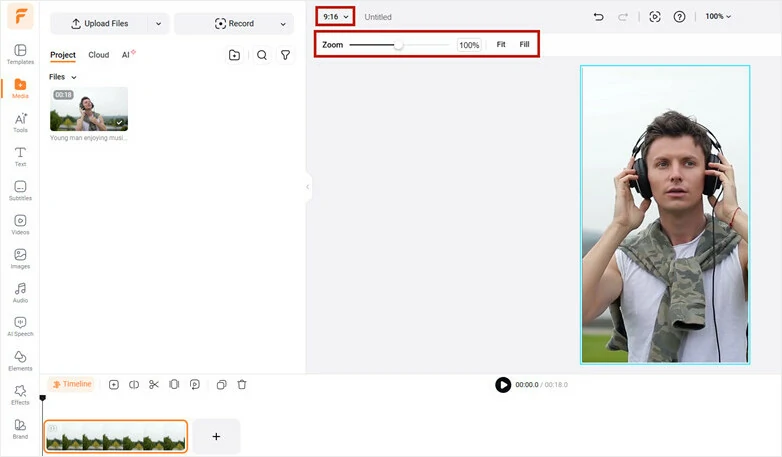 Select the Aspect Ratio to 9:16 Option