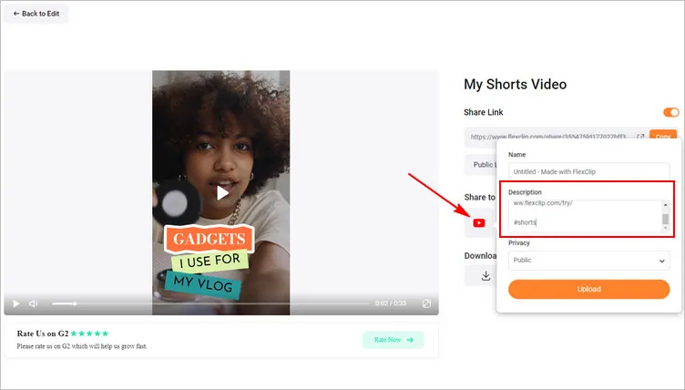 Edit & Upload YouTube Shorts from PC with FlexClip - Post with #shorts Hashtag