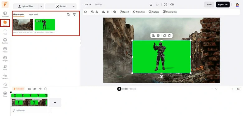 Upload Green Screen Resources to FlexClip