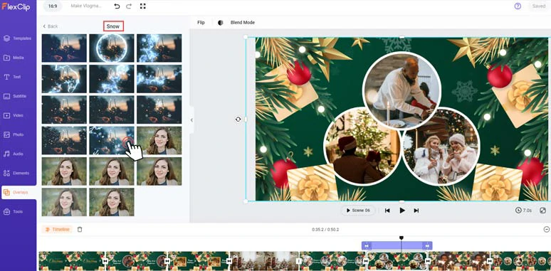 Add lifelike snow effects overlays to add a cinematic touch to your Vlogmas
