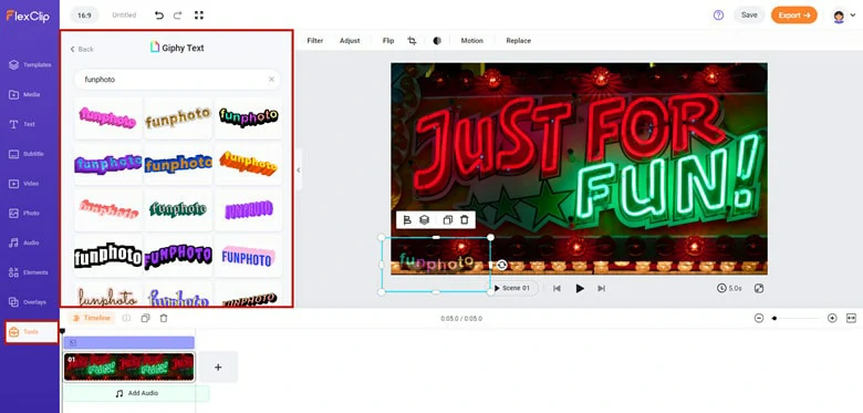 Creative Text Watermark in FlexClip