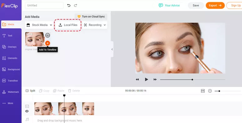 Upload clips to FlexClip’s video editor