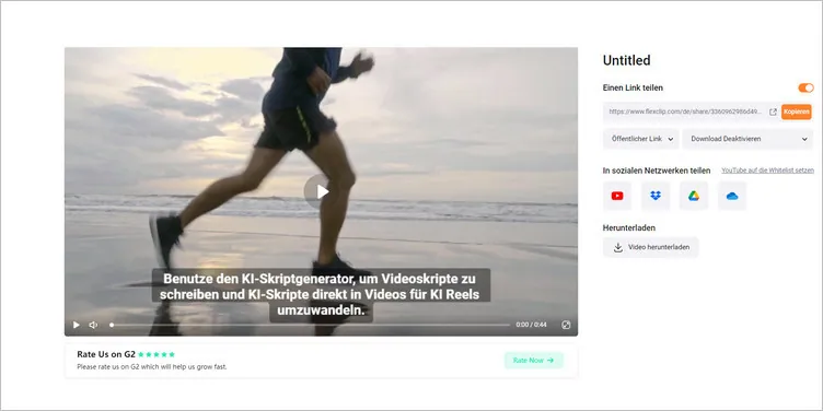 Du kannst deine Sport-Promo-Videos ganz einfach auf verschiedene Arten teilen