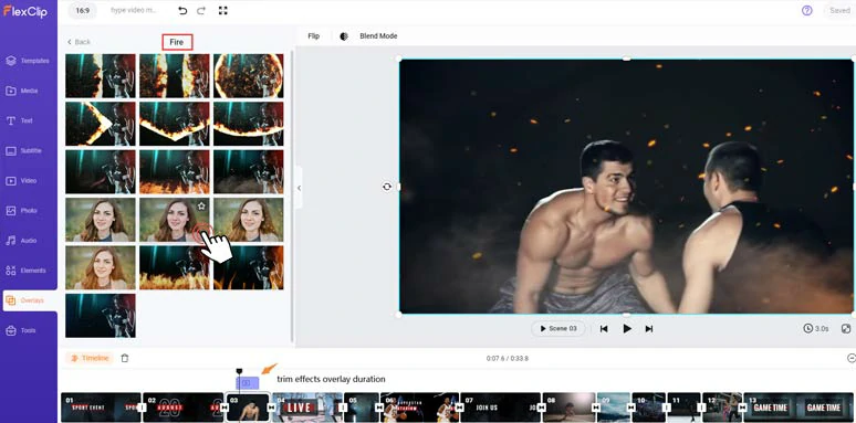 Add fire effects overlays to create the fiery vibes for sports hype videos