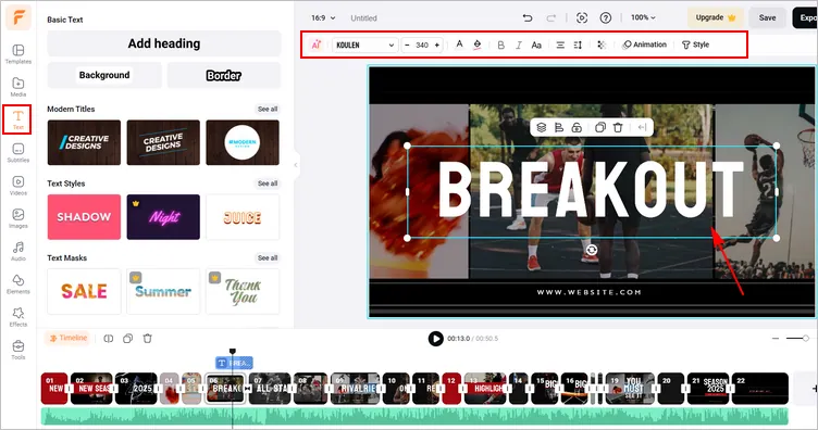 Make a Hype Video with Templates - Edit Text