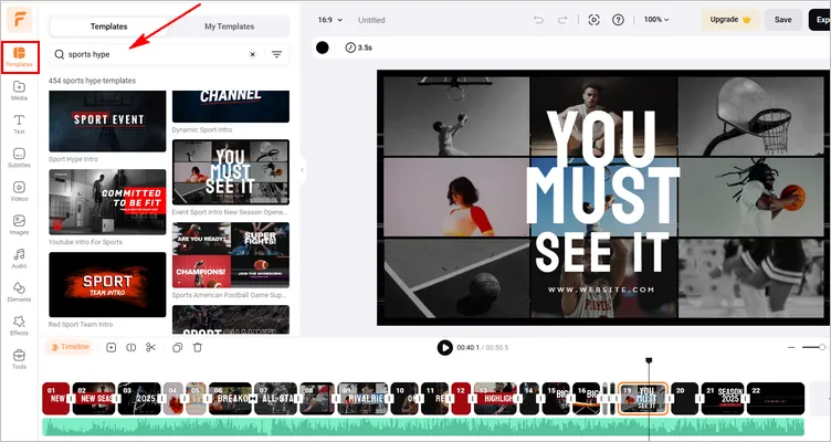 Make a Hype Video with Templates - Select a Template